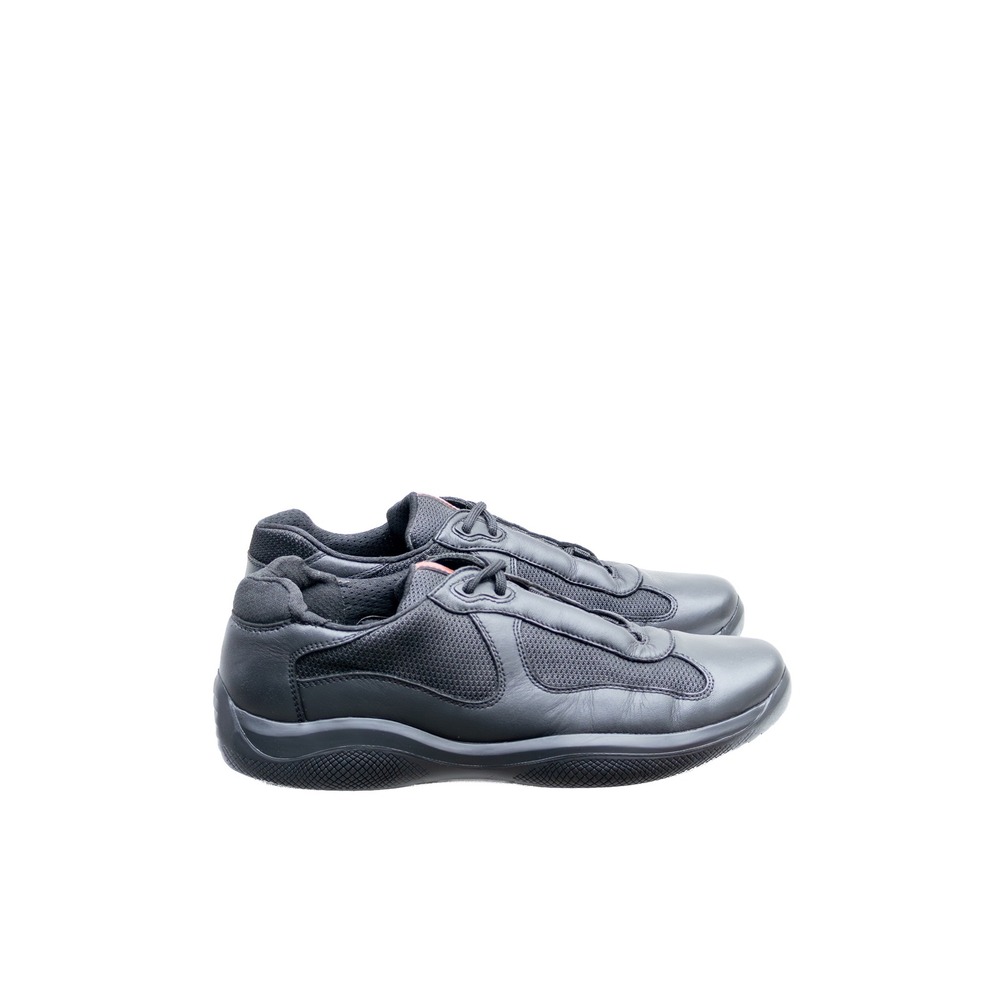 Prada Americas Cup Leather‎ & Mesh Sneakers – Black Size UK 7/ US 8 - Picture 8 of 13